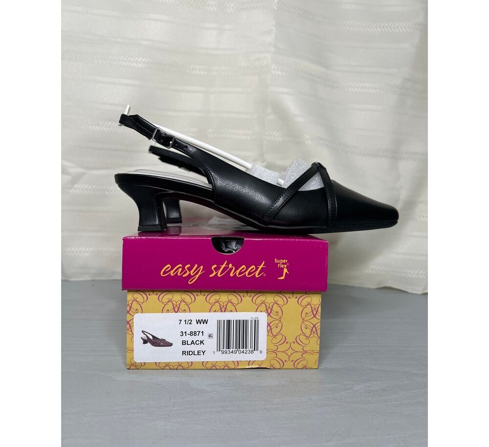 Easy Street Ridley Snip Toe Slingback Pumps Black Womens Size 7.5 WW
